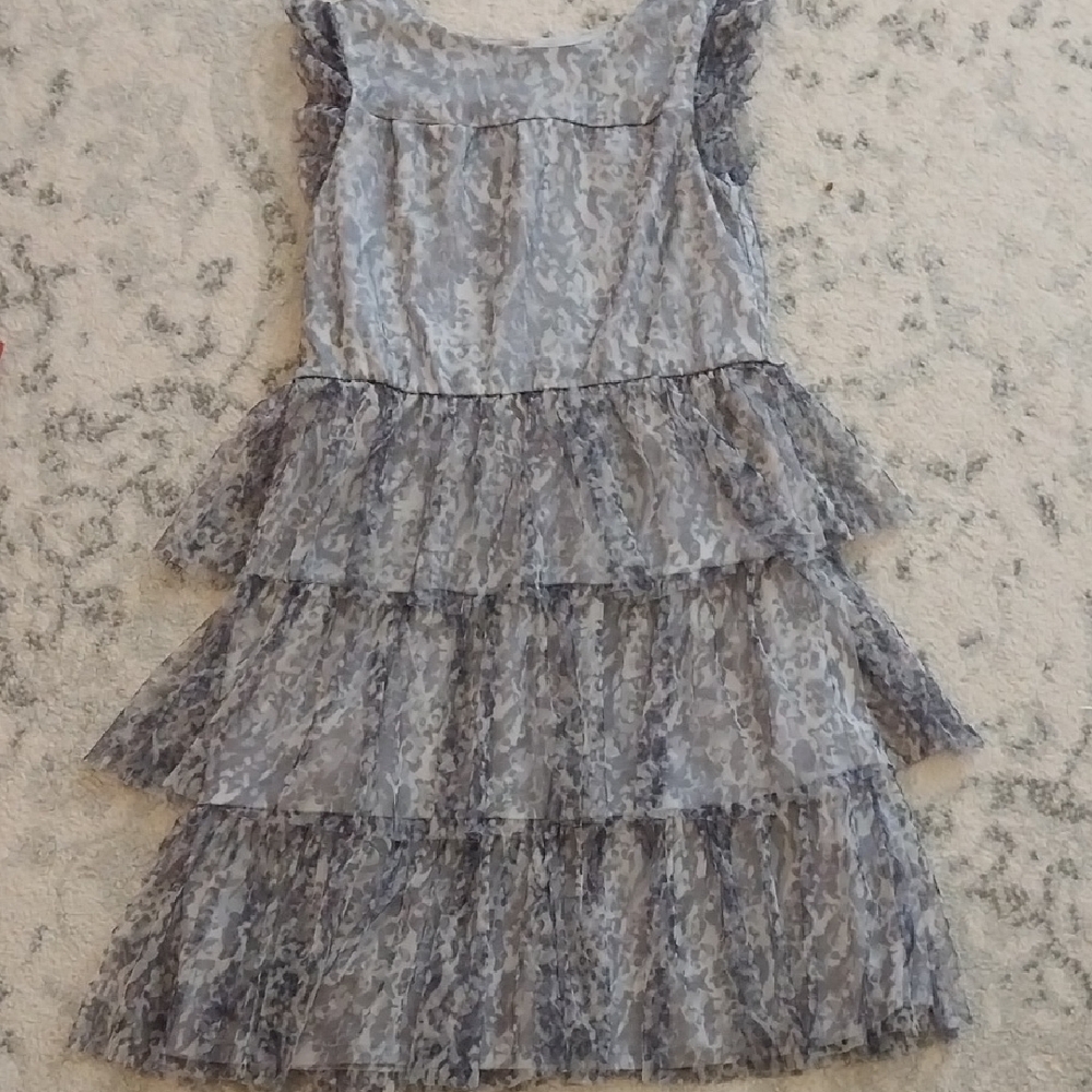 Silver Ruffled Tiered Sundress for Cocktail Events